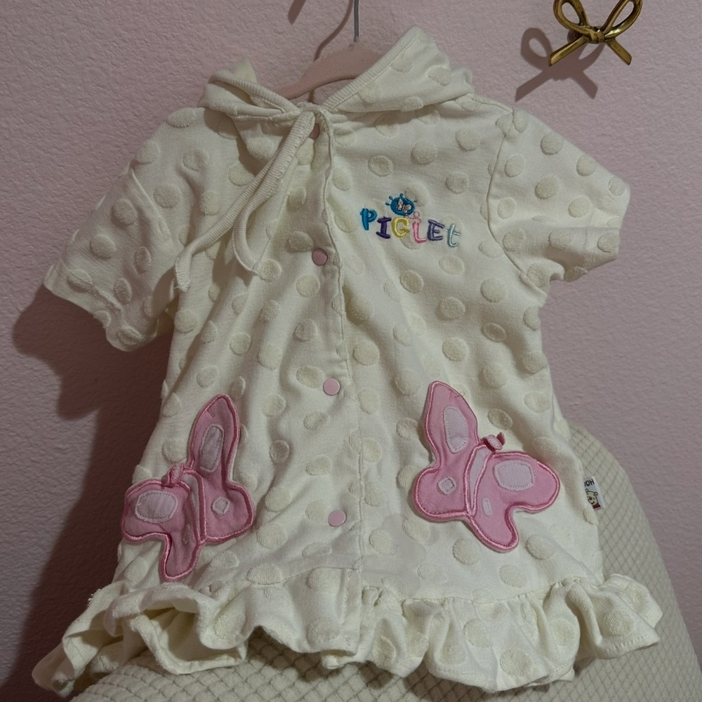Vintage Winnie the Pooh Piglet Yellow, Pink Butterfly Swim Cover Up